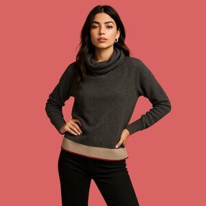 🖤 Roots Canada Cozy Dark Grey Cowl Neck Sweater (Size S)